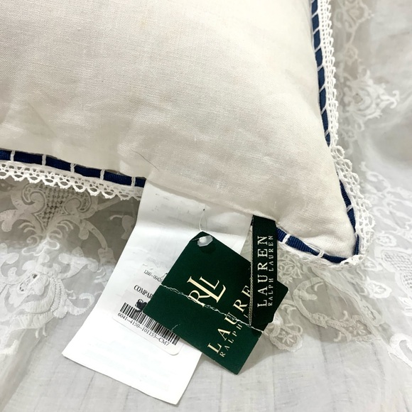 Ralph lauren Cote D’Azure accent pillow white linen embroidered 20” x 20” - Picture 5 of 13